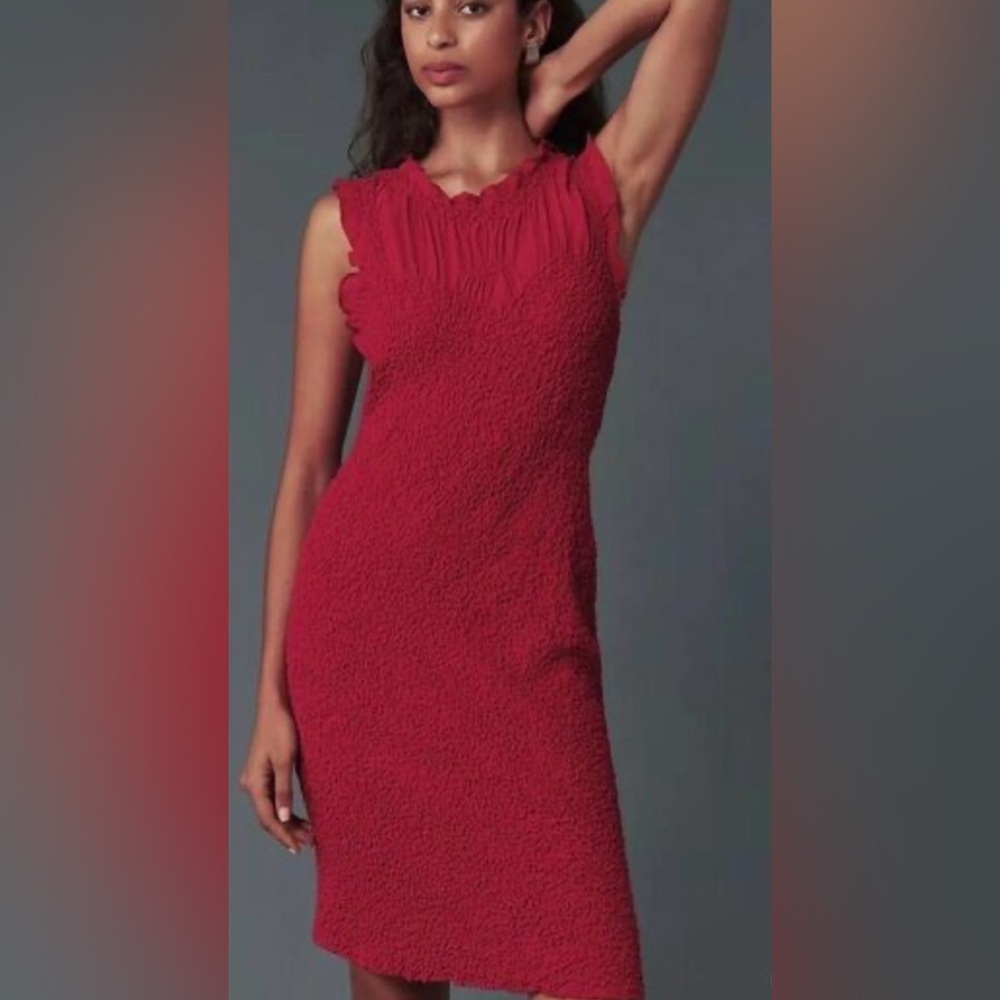 Anthropologie pink/Red Sleeveless Textured Shift Dress